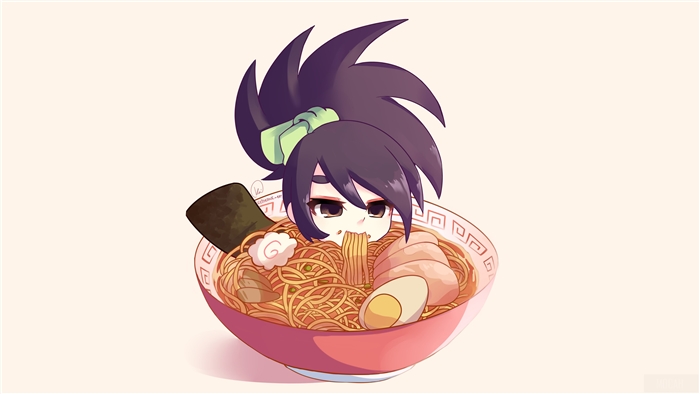 Akali from League of Legends eating ramen