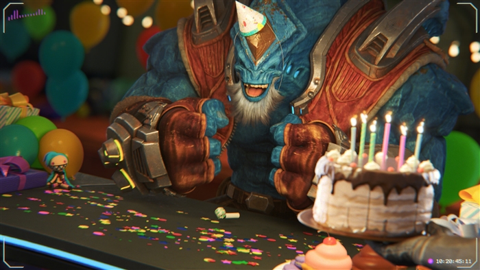 Malphite from League of Legends celebrating a birthday