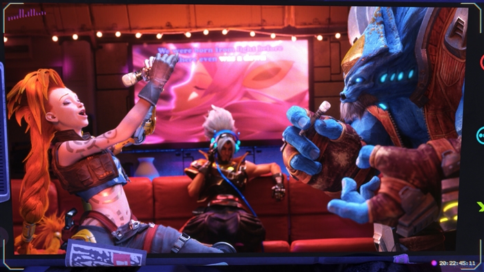 Jinx and Malphite from League of Legends singing karaoke 4K