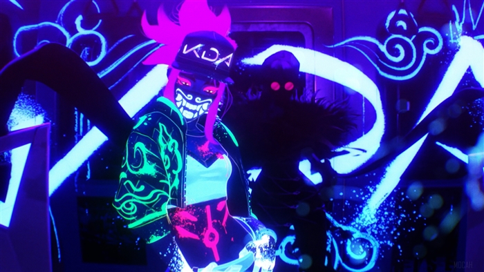 Akali from K/DA in Neon Lights 4K