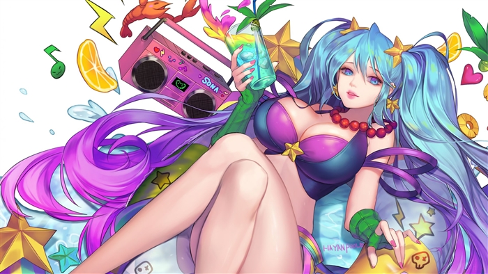 Pool Party Sona from League of Legends 4K