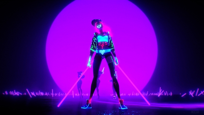 K/DA Akali from League of Legends in neon