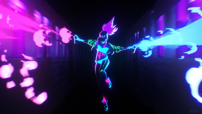 Akali from League of Legends in Neon