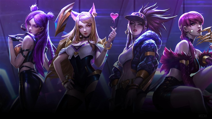 K/DA Kai'Sa, Ahri, Akali, and Evelynn from League of Legends 4K