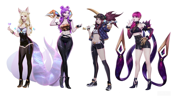 K/DA Ahri, Kai'Sa, Akali, and Evelynn from League of Legends