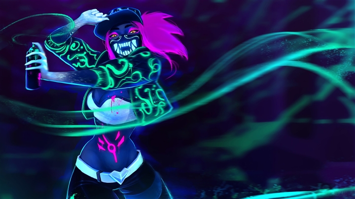 Neon Akali from K/DA League of Legends 4K