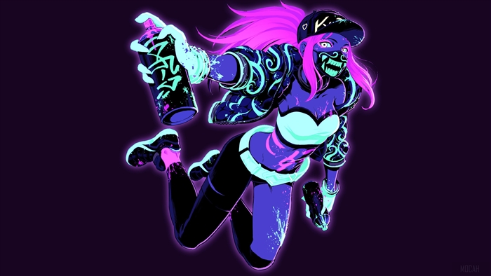 K/DA Akali from League of Legends with spray paint 4K