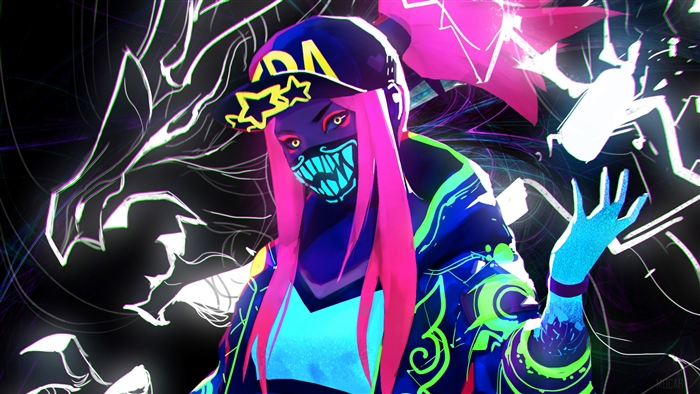 K/DA Neon Akali from League of Legends 4K