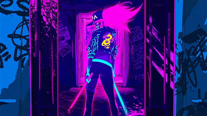 Akali from League of Legends K/DA Neon 4K
