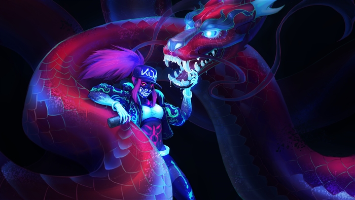 K/DA Akali with Dragon from League of Legends 4K