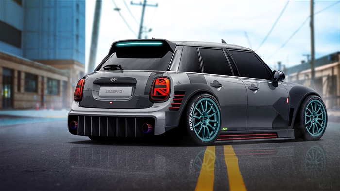 Cyberpunk Mini Cooper Dizepro 4K