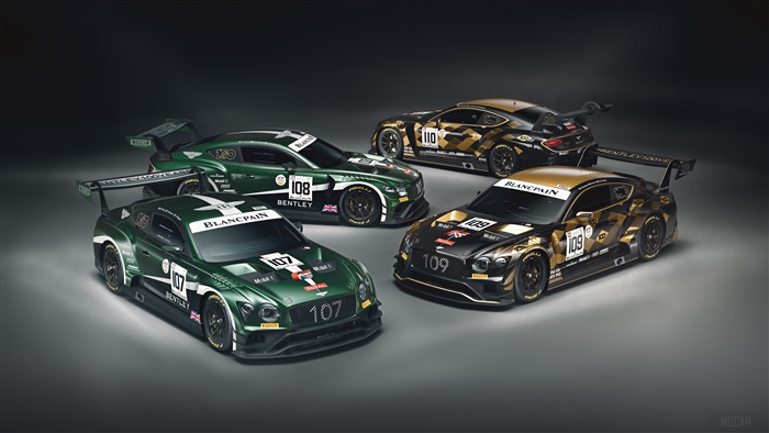 Four Bentley Continental GT3 race cars in 4K