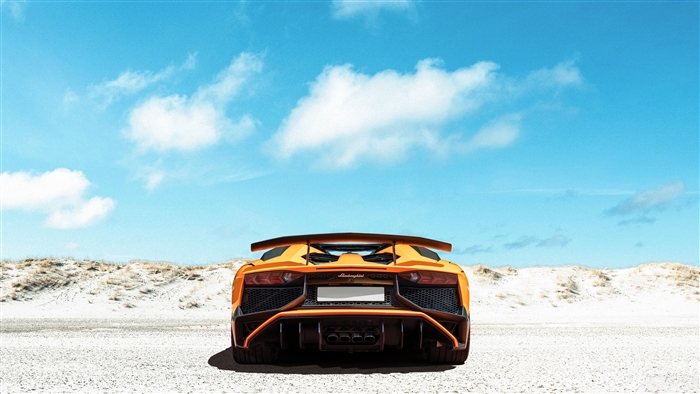 Lamborghini Aventador SVJ Orange Rear 4K