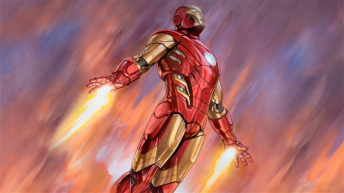 Iron Man Flying with Repulsor Rays 4K