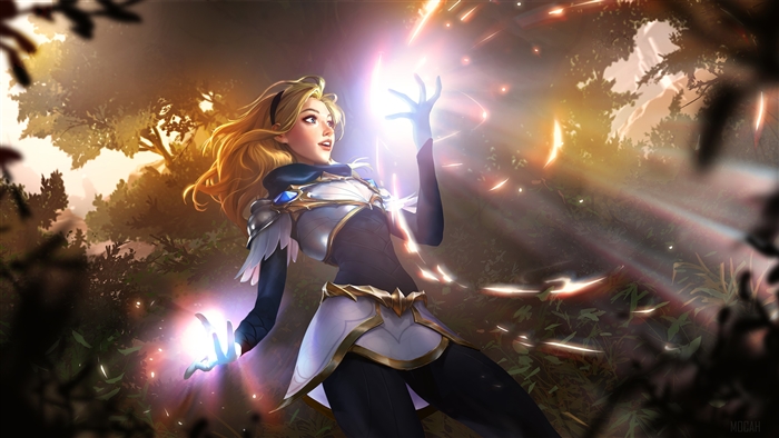 Lux from League of Legends casting magic
