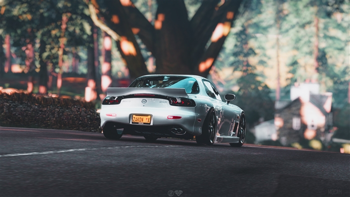 Mazda RX-7 Silver Speed 4K Digital Artwork