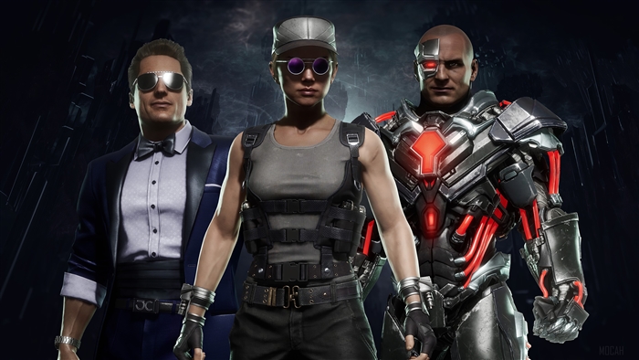 Mortal Kombat 11 characters Johnny Cage, Sonya Blade, and Kano