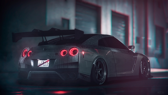Nissan GTR 2019 Rear View Night 4K