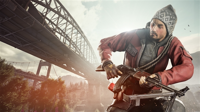 Man with rifle under bridge in Vigor 4K