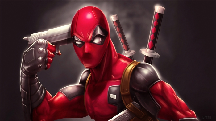Deadpool with Gun and Swords 4K