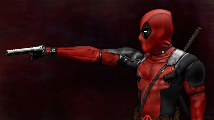 Deadpool holding a gun