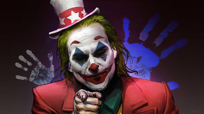 Joker from Batman pointing forward