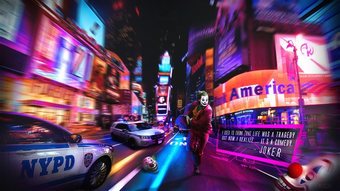 Joker running in Times Square 4K