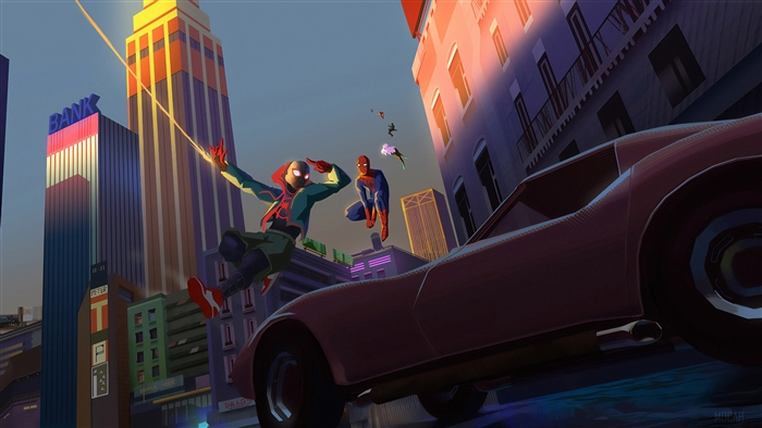 Spider-Verse Team in Cityscape 4K