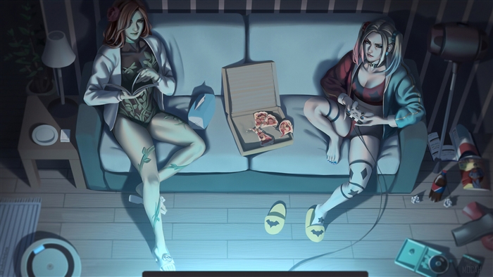 Poison Ivy and Harley Quinn relaxing at home 4K
