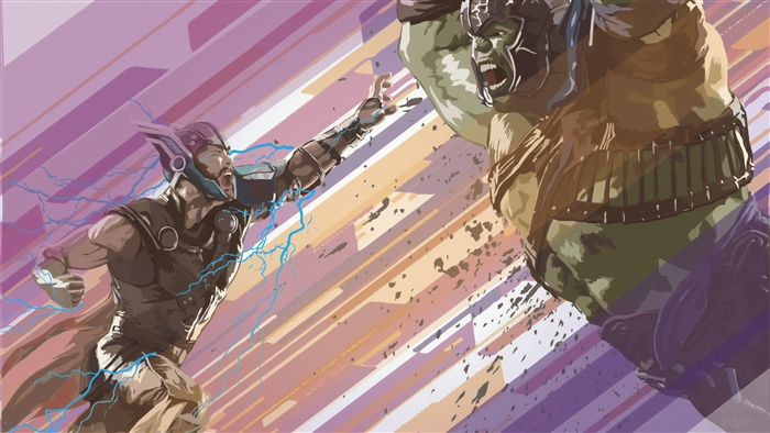 Thor and Hulk in battle 4K