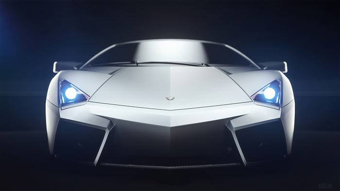 White Lamborghini Reventon Front View 4K