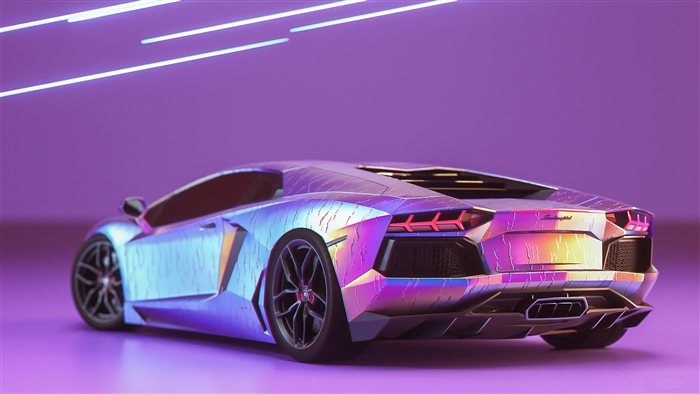 Lamborghini Aventador rear view 4K
