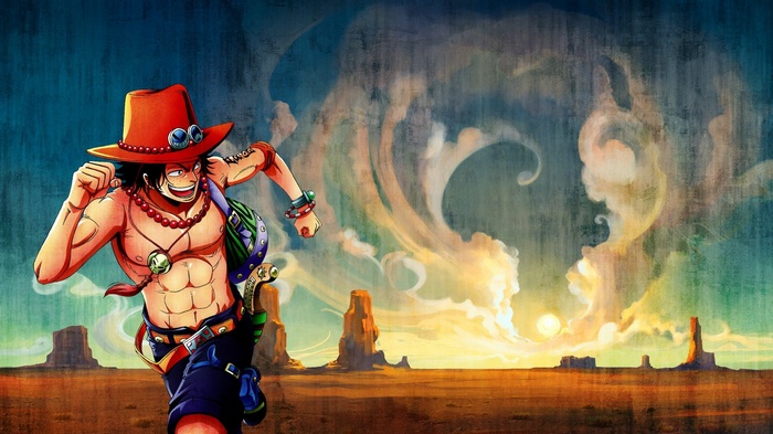 Portgas D. Ace from One Piece in a desert landscape