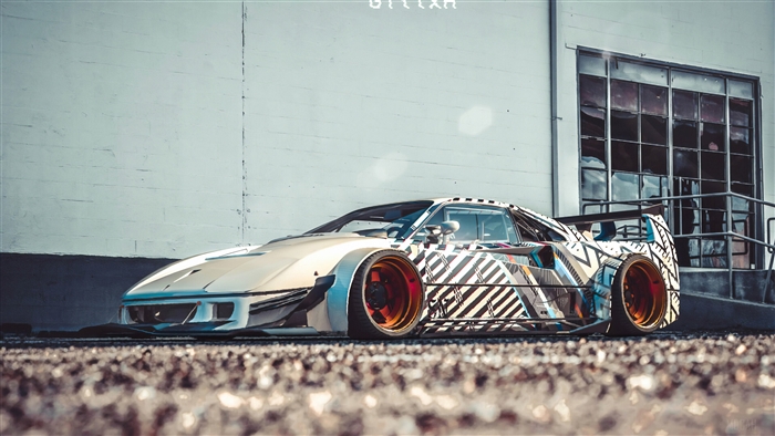 Modified Porsche 911 with abstract livery 4K