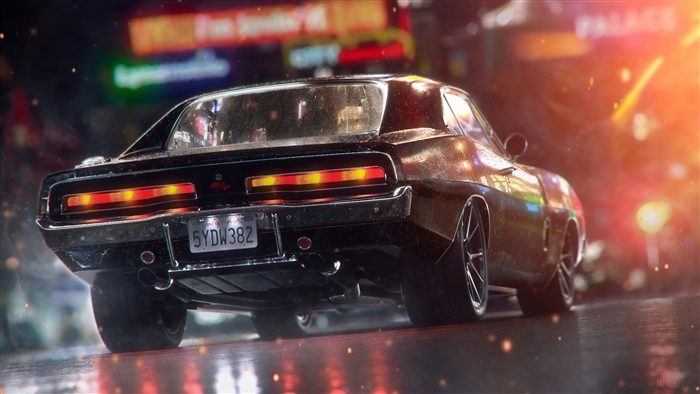 Black Dodge Challenger RT Rear 4K