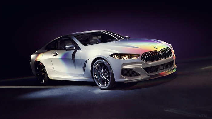White BMW M4 Coupe with Rainbow Reflections 4K