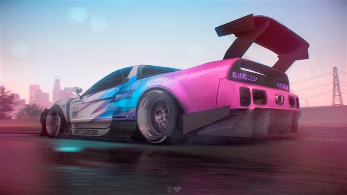 Pink and blue Honda NSX drift car 4K