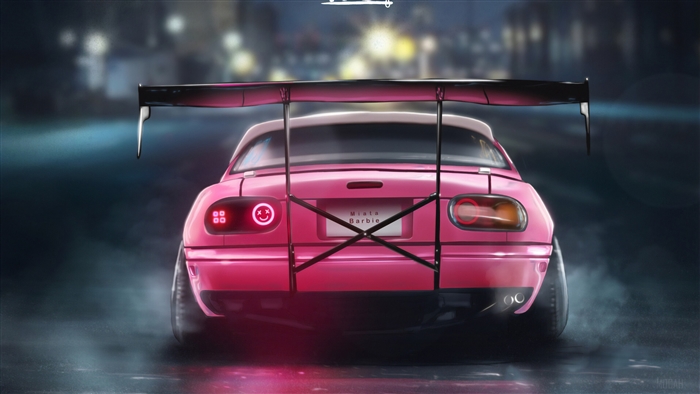 Pink Mazda Miata Barbie with Spoiler 4K