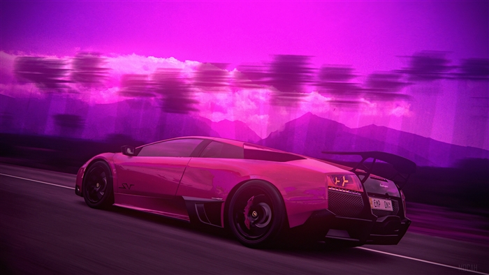 Pink Lamborghini Murcielago on a Road