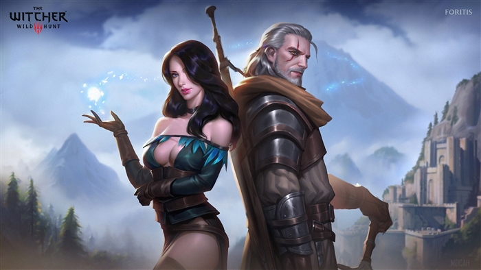 Geralt and Yennefer from The Witcher Wild Hunt 4K