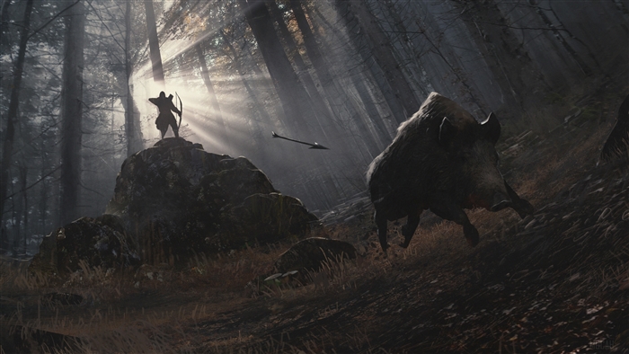 Archer hunting a boar in Medieval Dynasty 4K