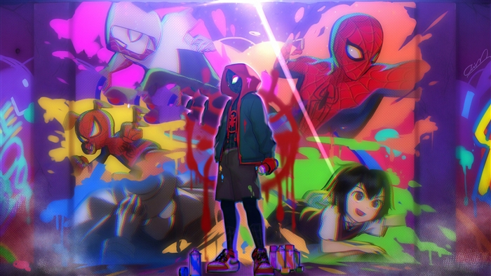 Miles Morales and Spider-People from Spider-Verse 4K