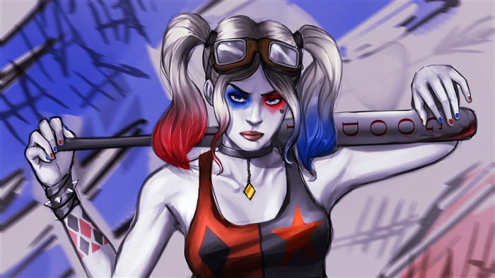 Harley Quinn with a baseball bat