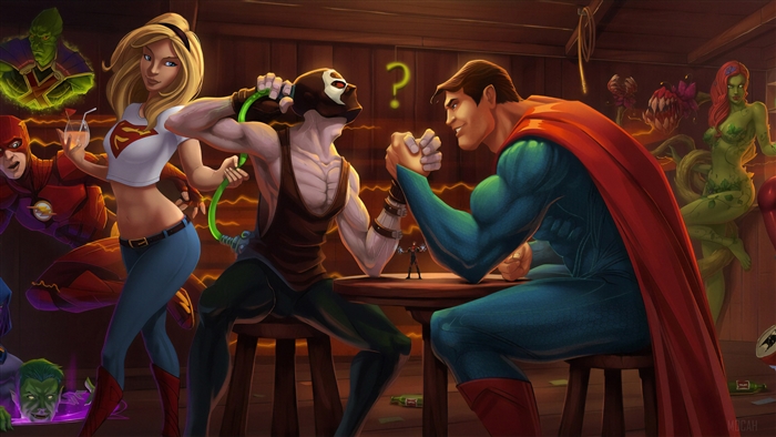 Bane and Superman arm wrestling 4K