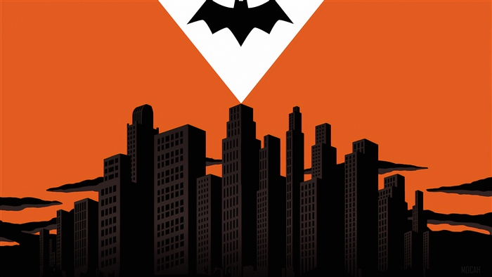 Batman Logo over Gotham City 4K