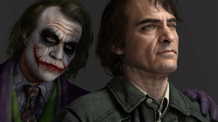 Joker (Heath Ledger) behind Joaquin Phoenix Joker 4K