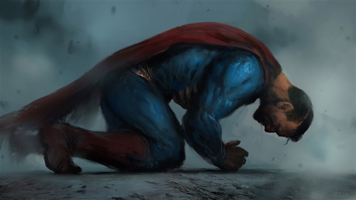 Superman kneeling in defeat 4K