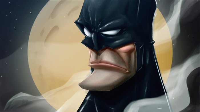 Mad Batman in front of the moon 4K