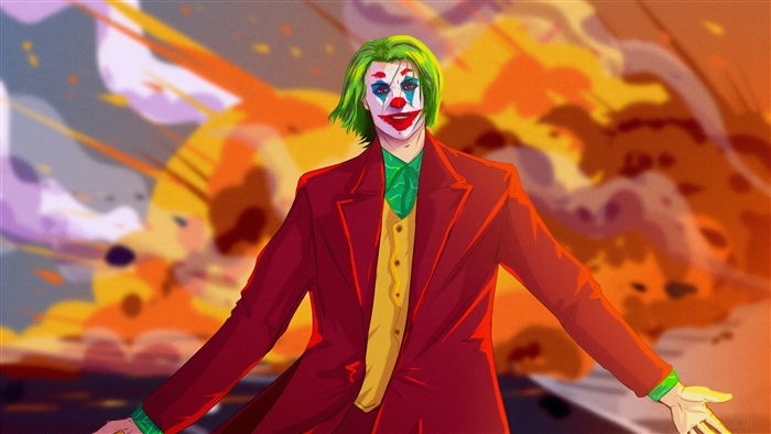Joker in front of an explosion 4K