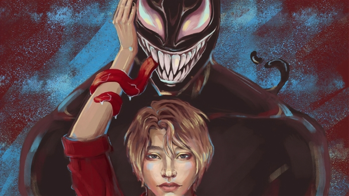 Venom with a young woman 4K